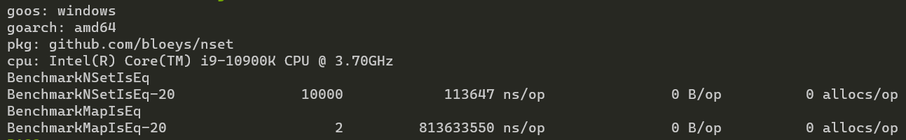 Benchmarking IsEq with 10,000,000 elements